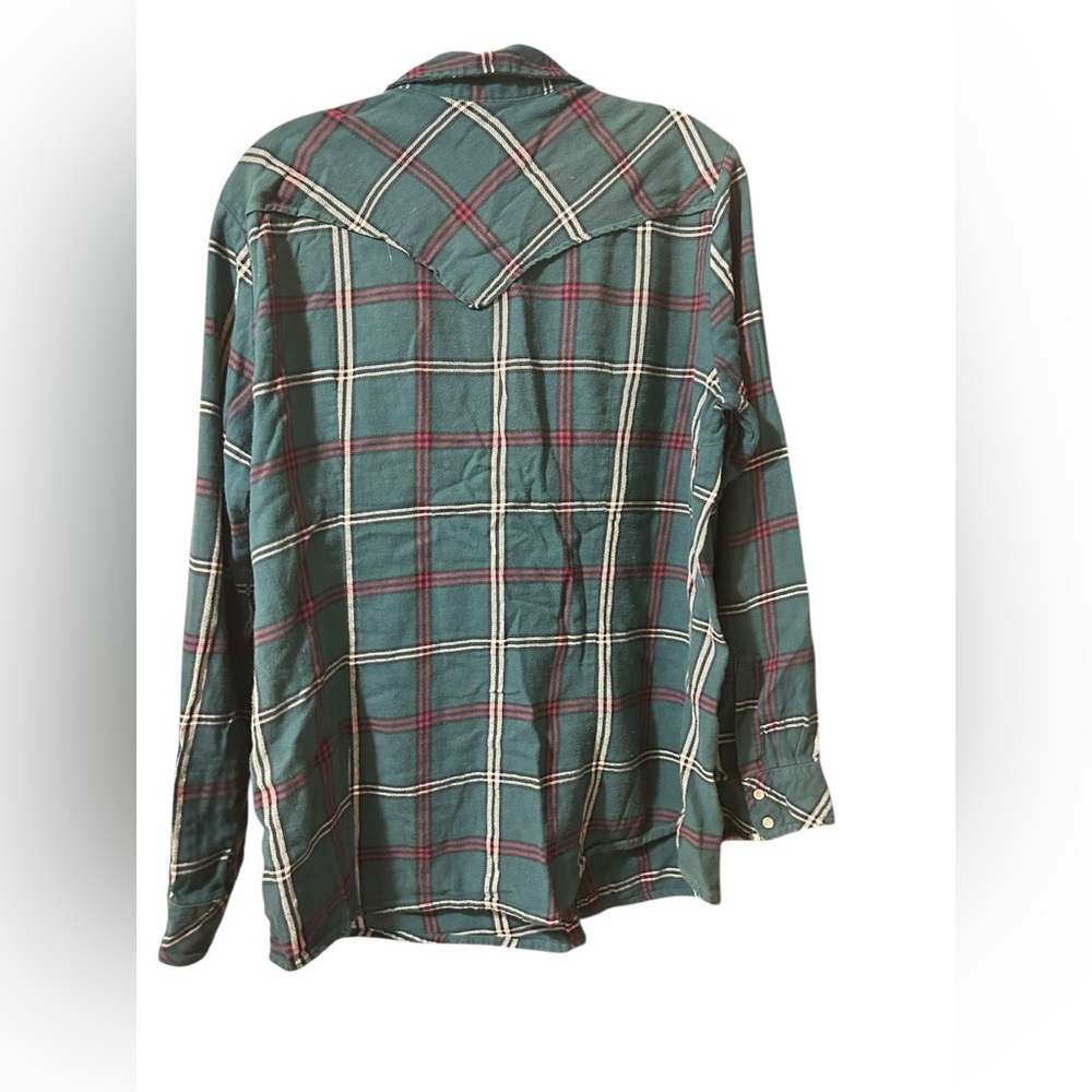 Wrangler Vintage Forest Green Plaid Button Down Shirt - Picture 11 of 14
